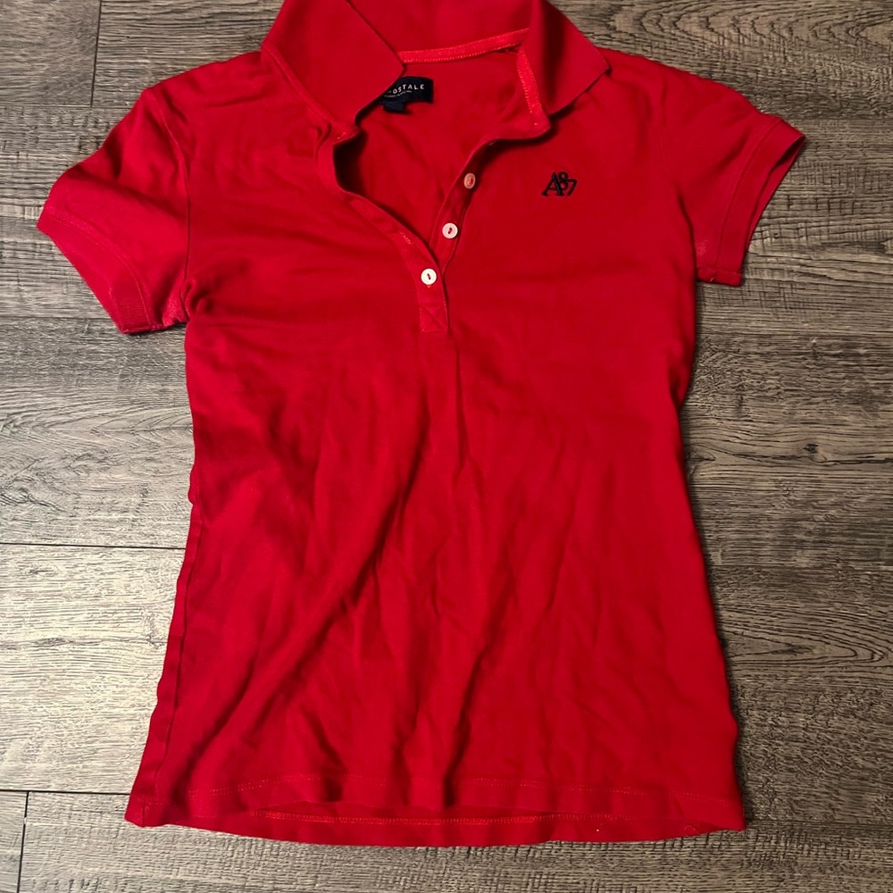 Aeropostale Bright Red Polo Shirt with Embroidered Detail
